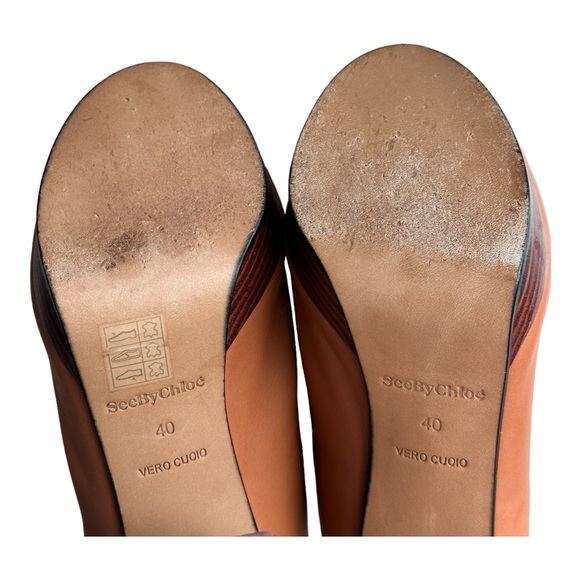 See by Chloe Women's Alex Leather Clog Platform Sandals Brown Size 40 EU/10 US - Picture 13 of 14